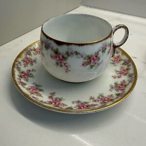 Limoges France Teacups & Saucers – Pink Rose Pattern